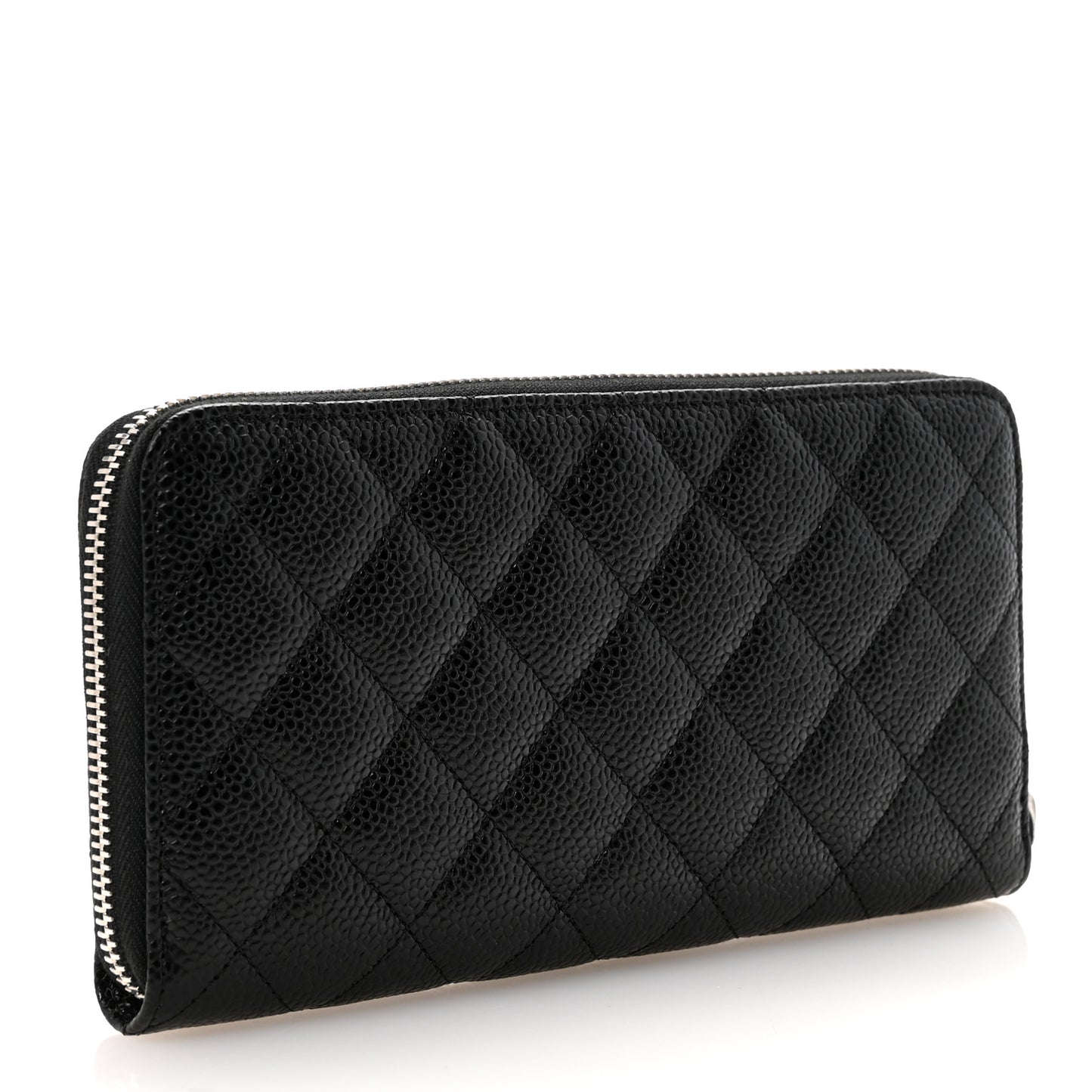 Caviar Quilted Large Gusset Zip Around Wallet Black