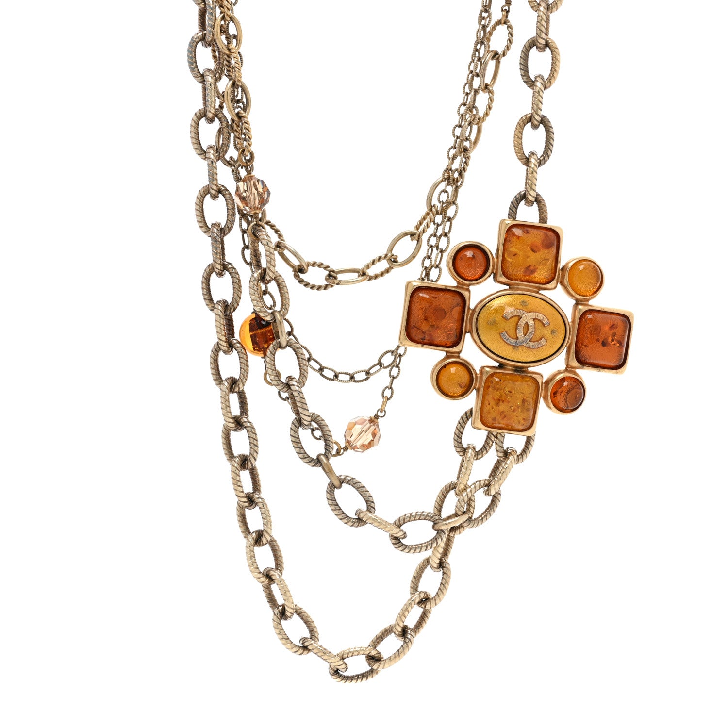 Chanel Glass Gripoix CC Multi Strand Chain Necklace Gold 3 of 5