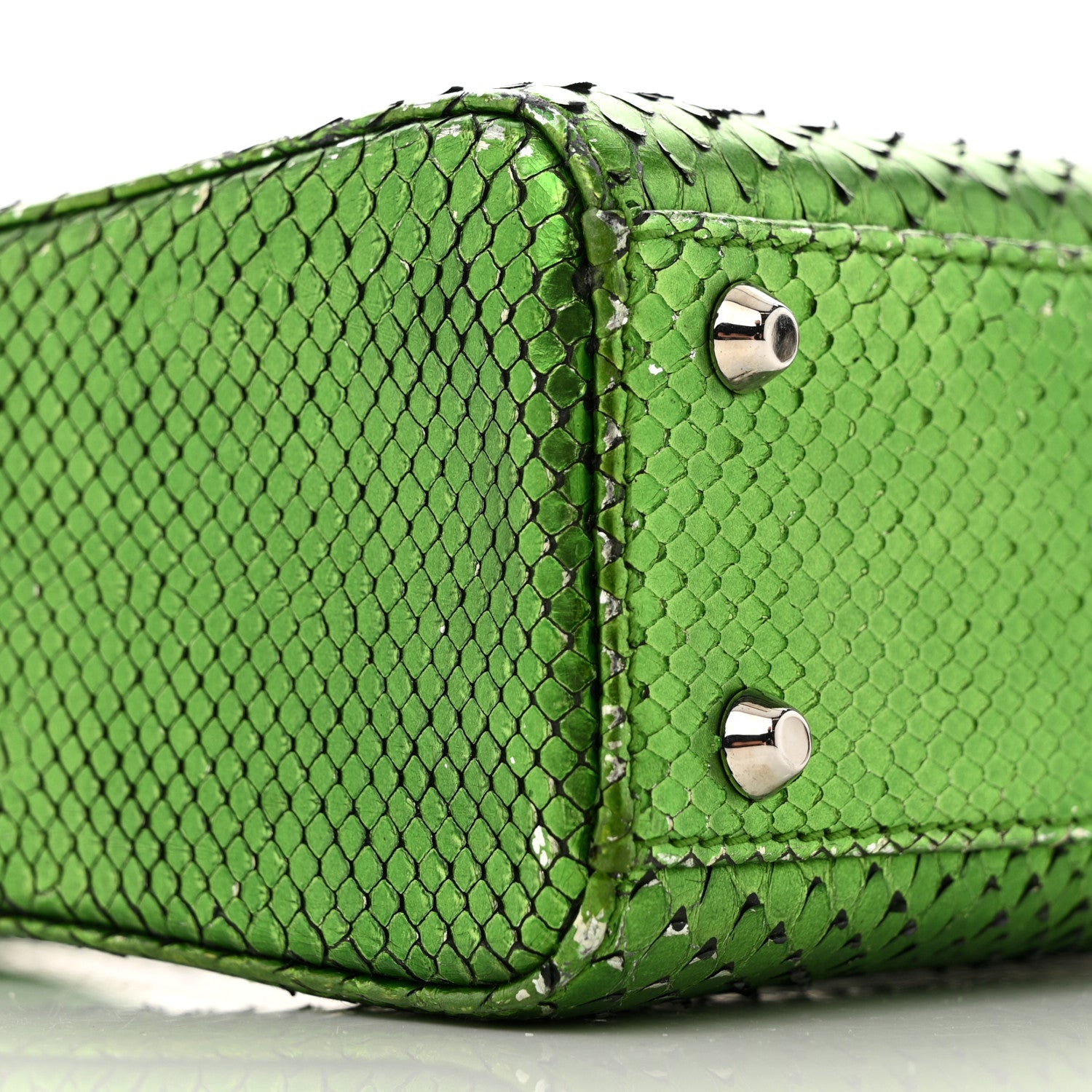 Christian Dior Metallic Snakeskin Mini Lady Dior Green 9 of 20