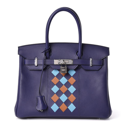 Hermes Swift Epsom Tressage Birkin 30 Bleu Encre Bleu Du Nord Gold 1 of 34