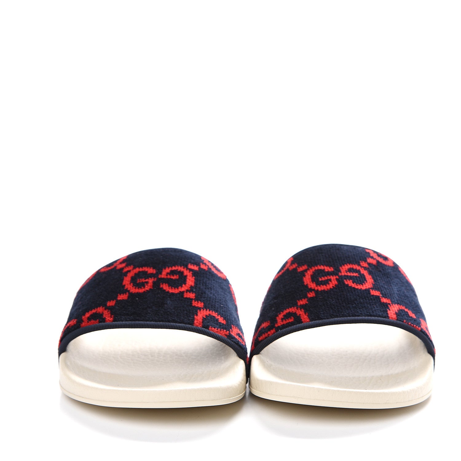 Gucci Terry Cloth GG Monogram Slide Sandals 40 Blue Red 2 of 8