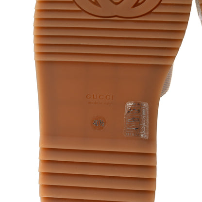 Gucci Monogram Jumbo GG Platform Slide Wedge Sandals 40.5 Beige Lapis 6 of 8