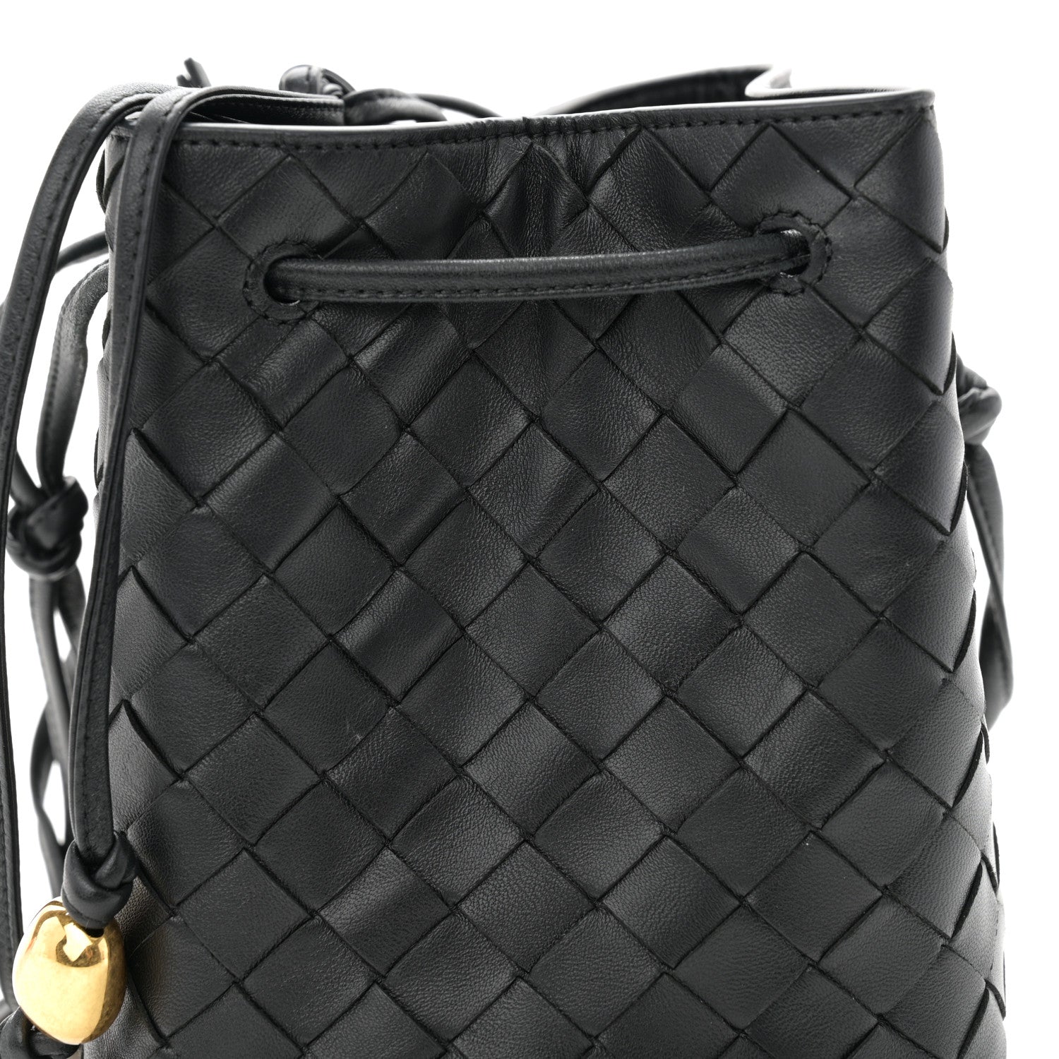 Bottega Veneta Nappa Intrecciato Small Drawstring Bucket Bag Black 7 of 10