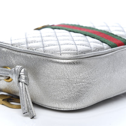 Gucci Laminated Nappa Web Trapuntata Mini GG Shoulder Bag Argento 6 of 8