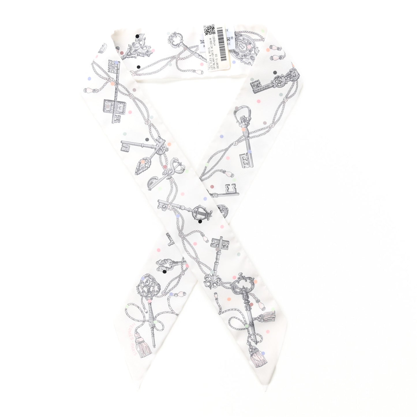 Silk Les Cles A Pois Twilly White Gris Acier