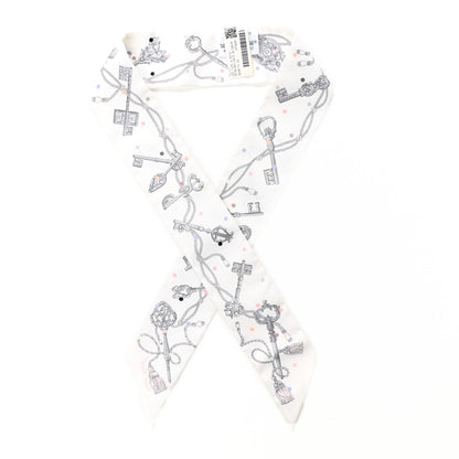Hermes Silk Les Cles A Pois Twilly White Gris Acier 1 of 4