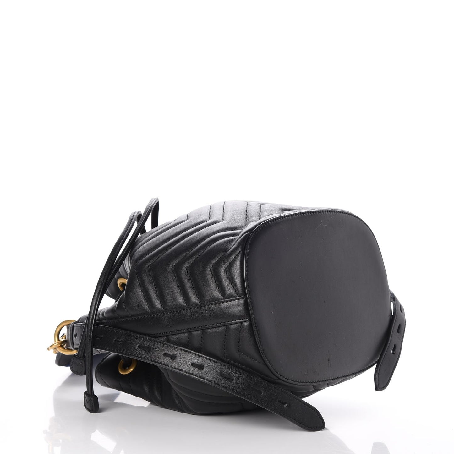 Calfskin Matelasse Sylvie Web GG Marmont Bucket Bag Black