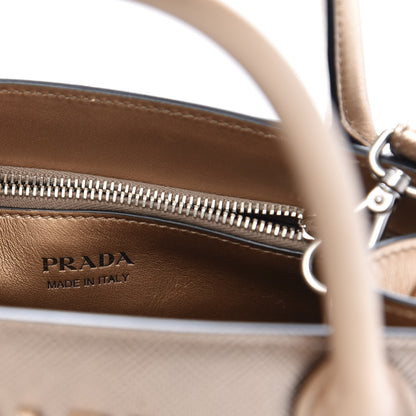 Prada Saffiano Cuir Calfskin Small Monochrome Top Handle Tote Quarzo Mordo 8 of 13