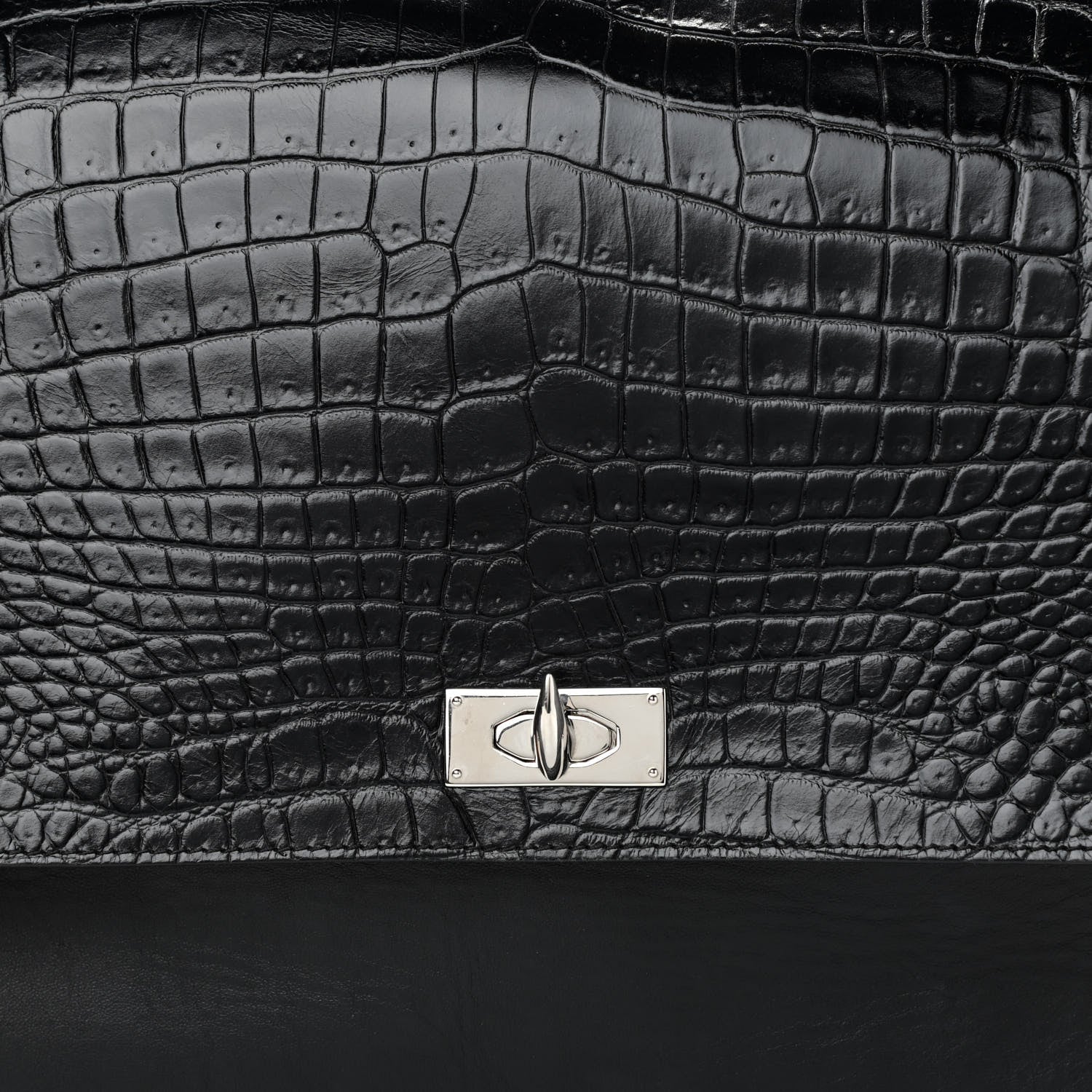 Givenchy Calfskin Crocodile Embossed Medium Shark Lock Satchel Black 11 of 11