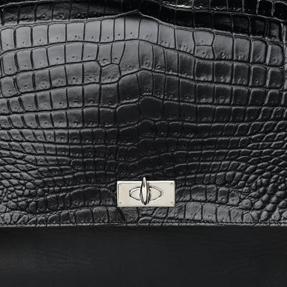 Givenchy Calfskin Crocodile Embossed Medium Shark Lock Satchel Black 11 of 11