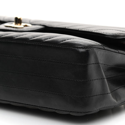 Chanel Calfskin Chevron Quilted Medium Double Flap Black 9 of 9