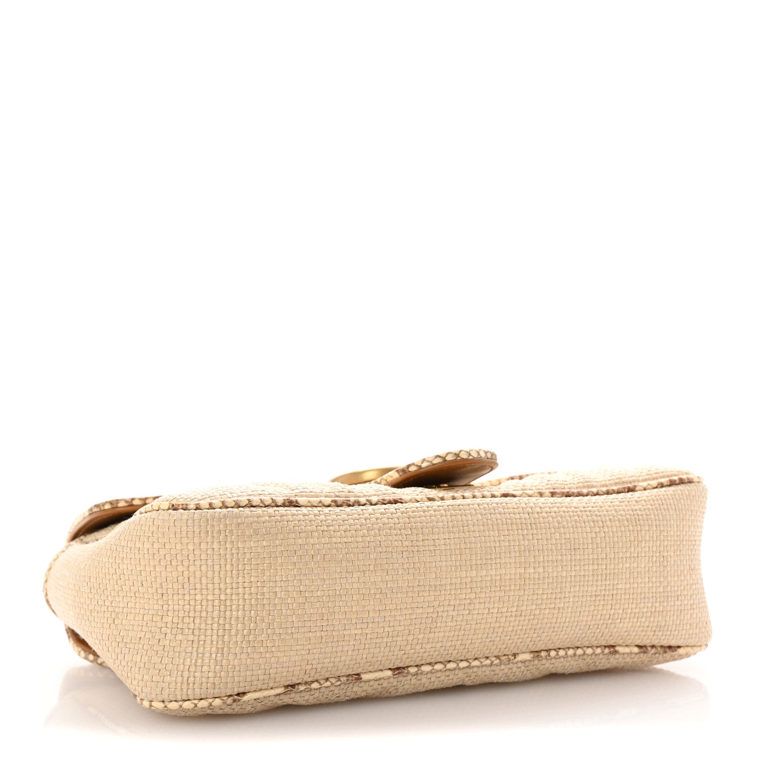 Gucci Raffia Elaphe Matelasse Small GG Marmont Shoulder Bag Natural Cream Brown 4 of 10