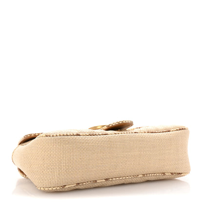 Gucci Raffia Elaphe Matelasse Small GG Marmont Shoulder Bag Natural Cream Brown 4 of 10
