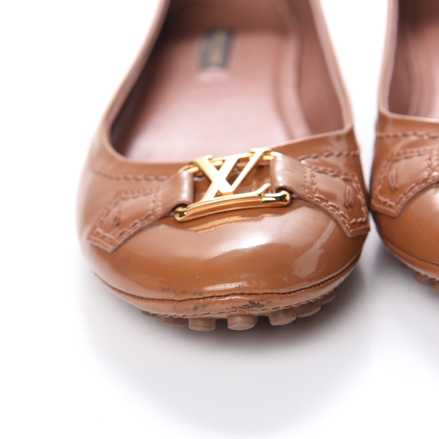 Patent Calfskin Oxford Ballerina Flats 38 Rose Velours