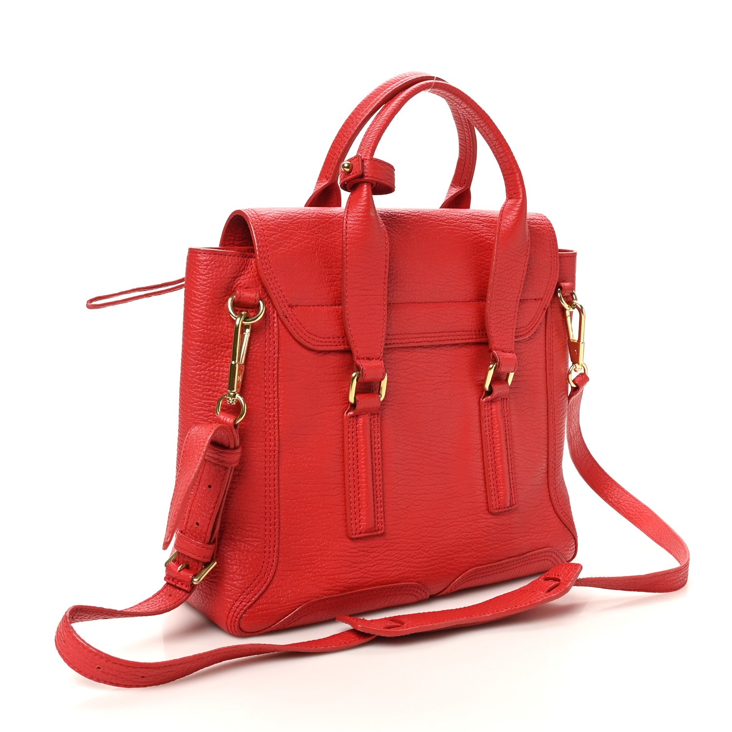 3.1 Phillip Lim Textured Calfskin Medium Pashli Satchel Red 2 of 9