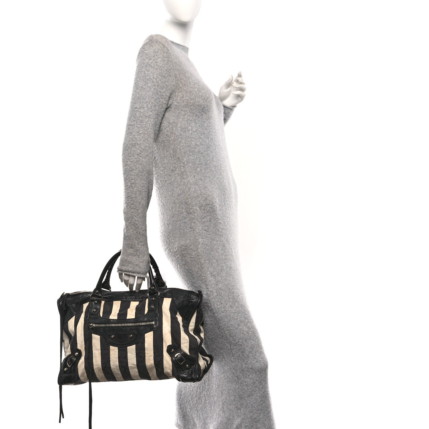 Balenciaga Chevre Damask Stripe Work Black 2 of 11