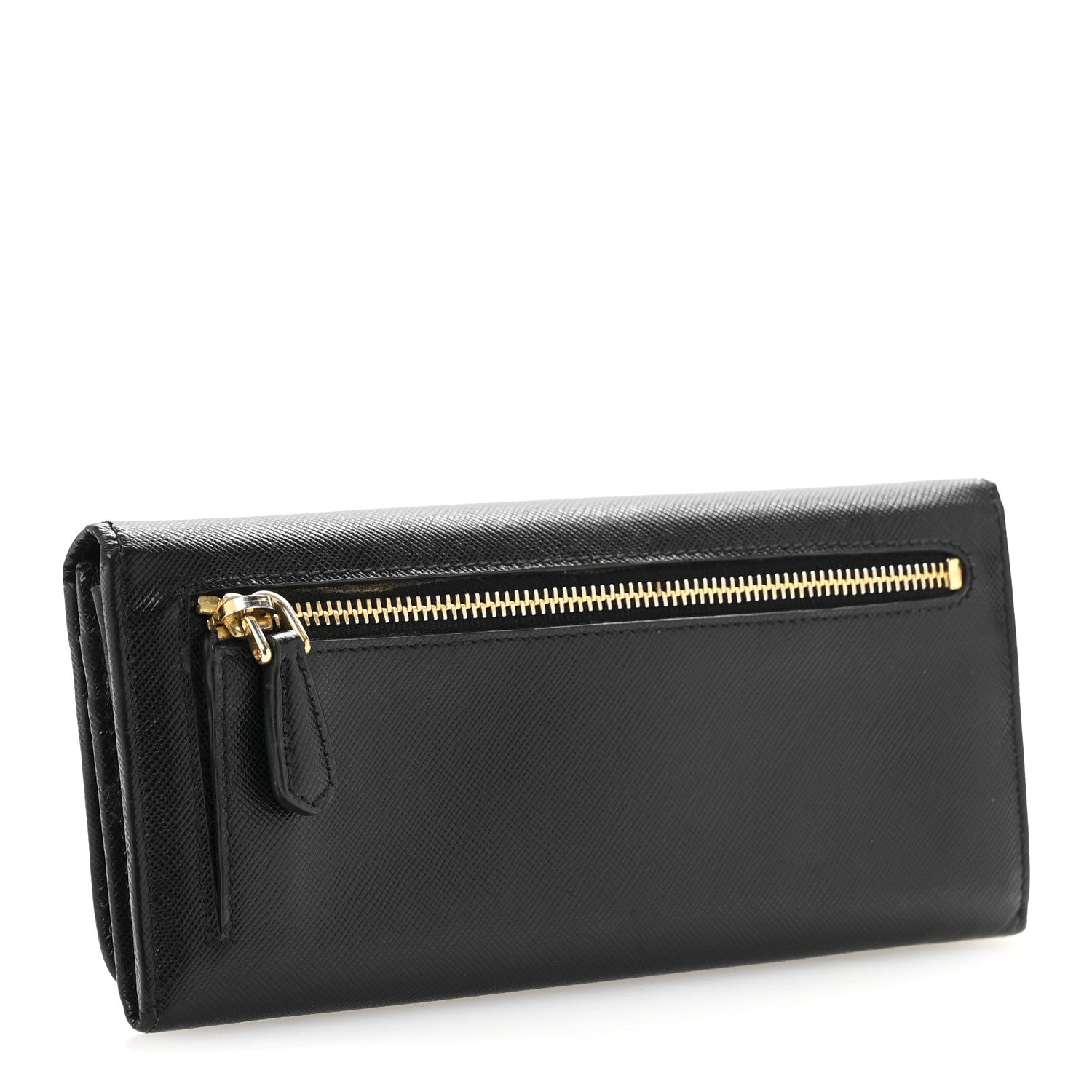 Prada Saffiano Metal Continental Flap Wallet Black 3 of 13