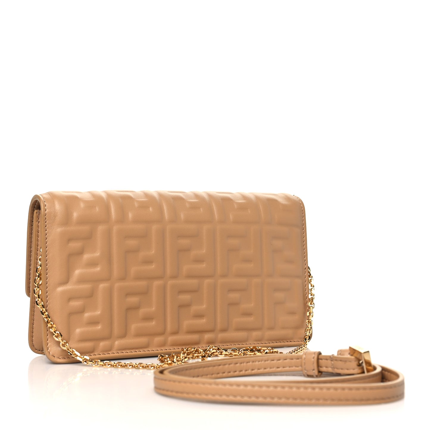 Nappa Matisse FF Embossed Wallet On Chain Miele Scuro