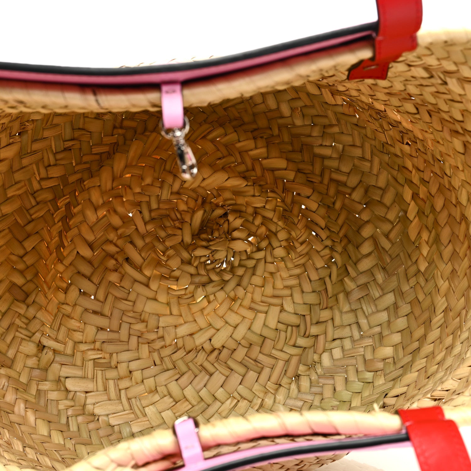 Christian Louboutin Woven Straw Loubishore Tote Pink 5 of 9