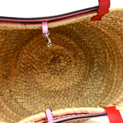 Christian Louboutin Woven Straw Loubishore Tote Pink 5 of 9
