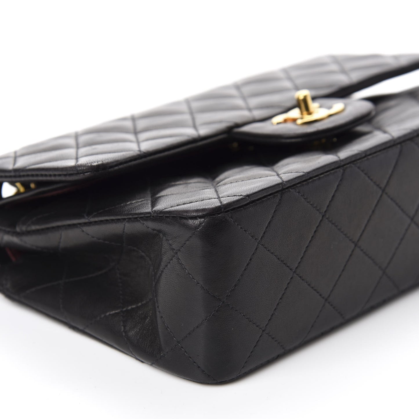 Lambskin Quilted Small Double Flap Black