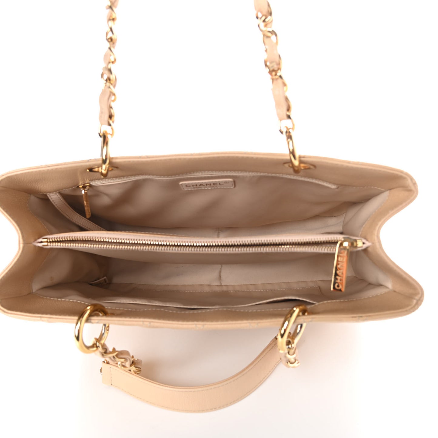 Caviar Quilted Grand Shopping Tote GST Beige Clair