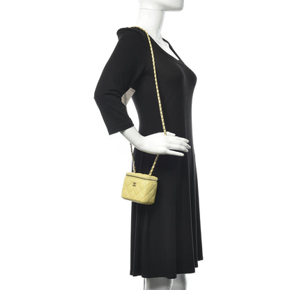 Chanel Caviar Quilted Mini Vanity Case With Chain Yellow 2 of 10