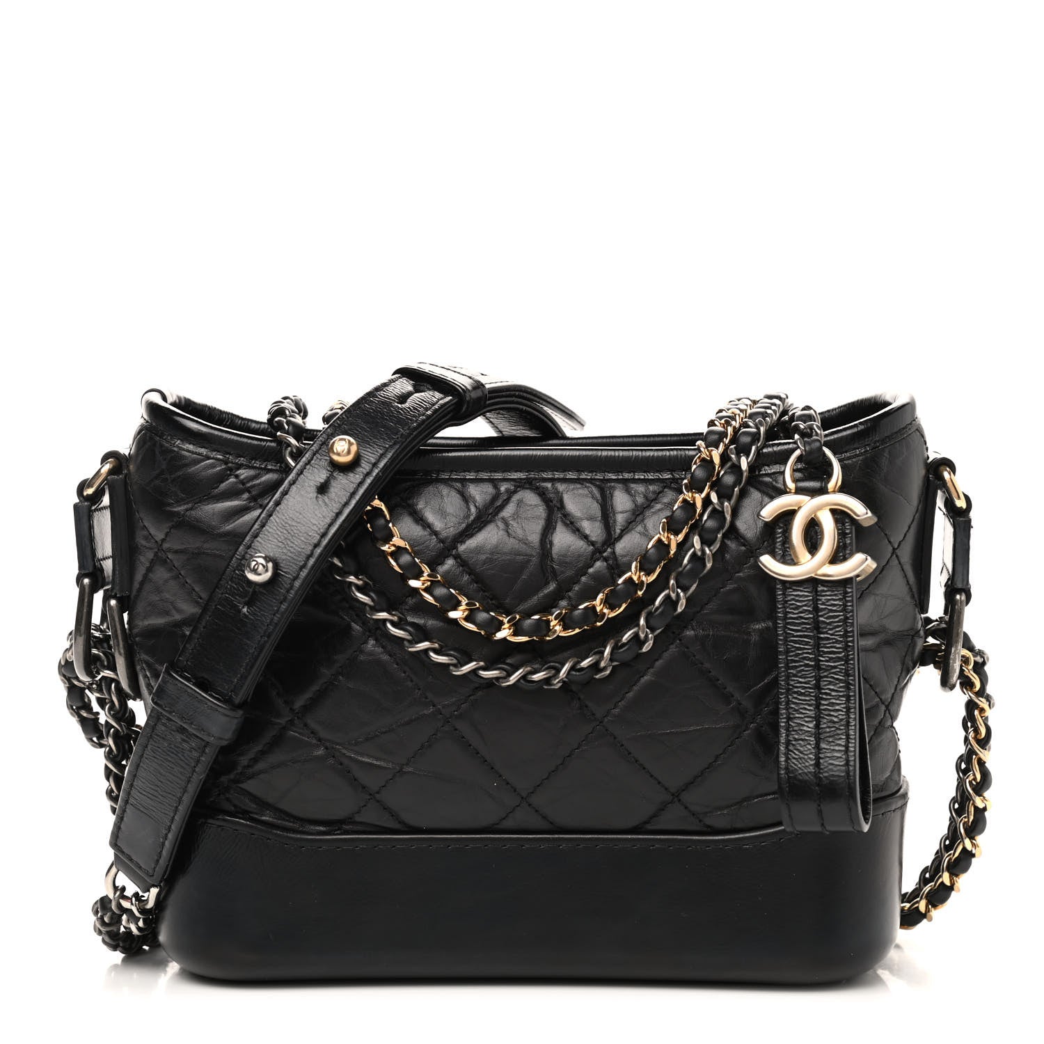 Chanel Aged Calfskin Quilted Small Gabrielle Hobo Black 1 of 11