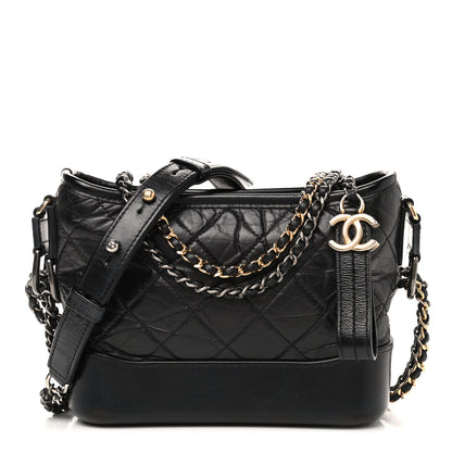Chanel Aged Calfskin Quilted Small Gabrielle Hobo Black 1 of 11