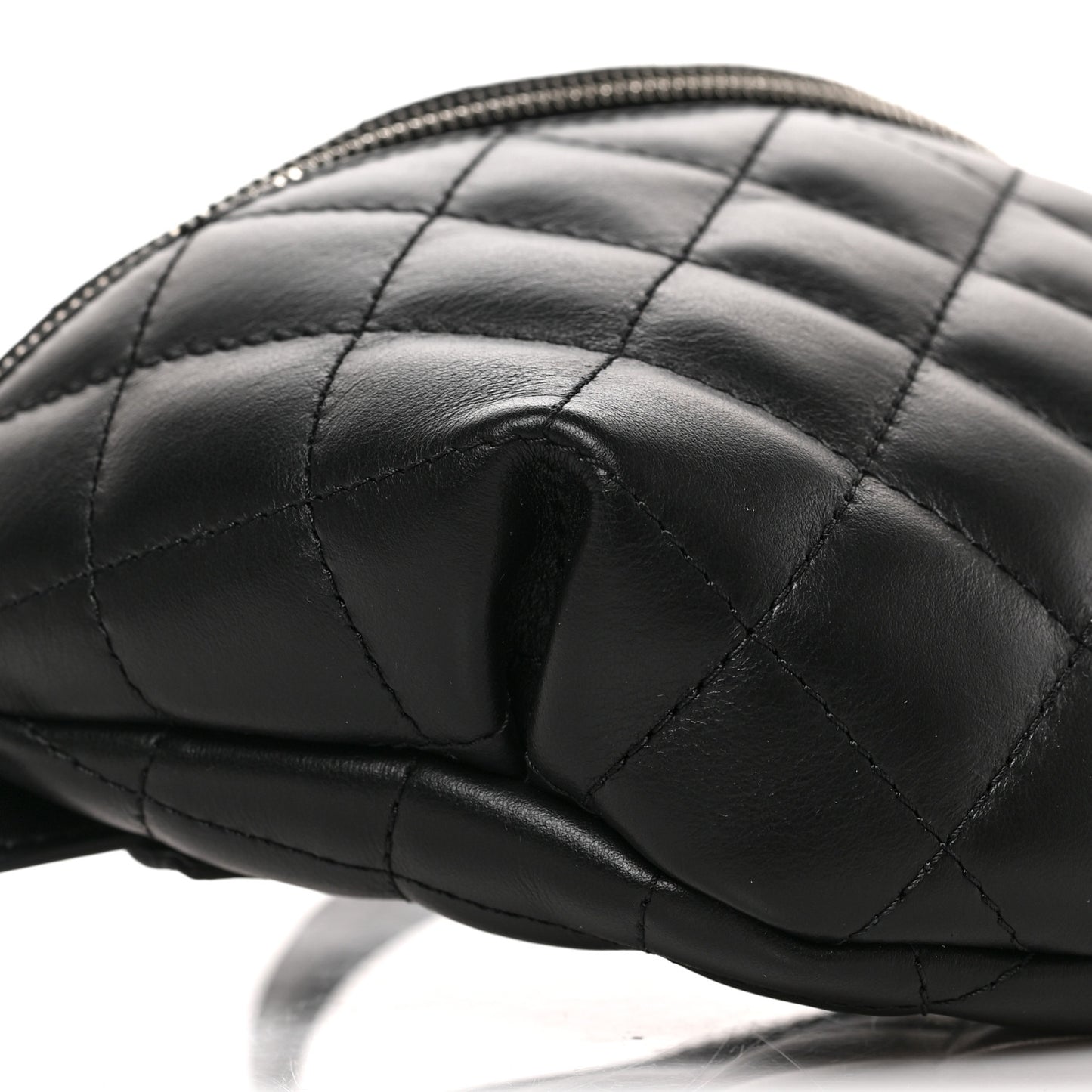 Calfskin Quilted Waist Belt Bag Black