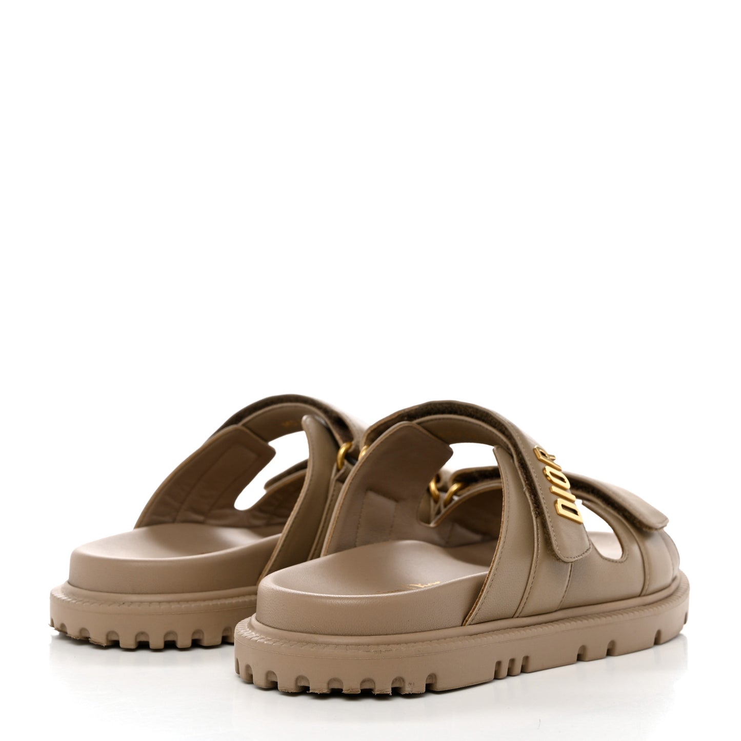 Lambskin Dioract 10mm Slide Sandals 37 Beige