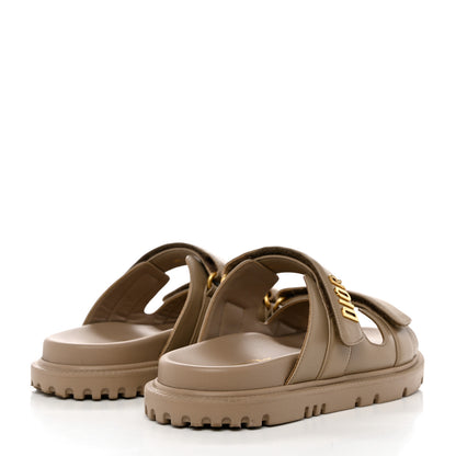 Christian Dior Lambskin Dioract 10mm Slide Sandals 37 Beige 4 of 9