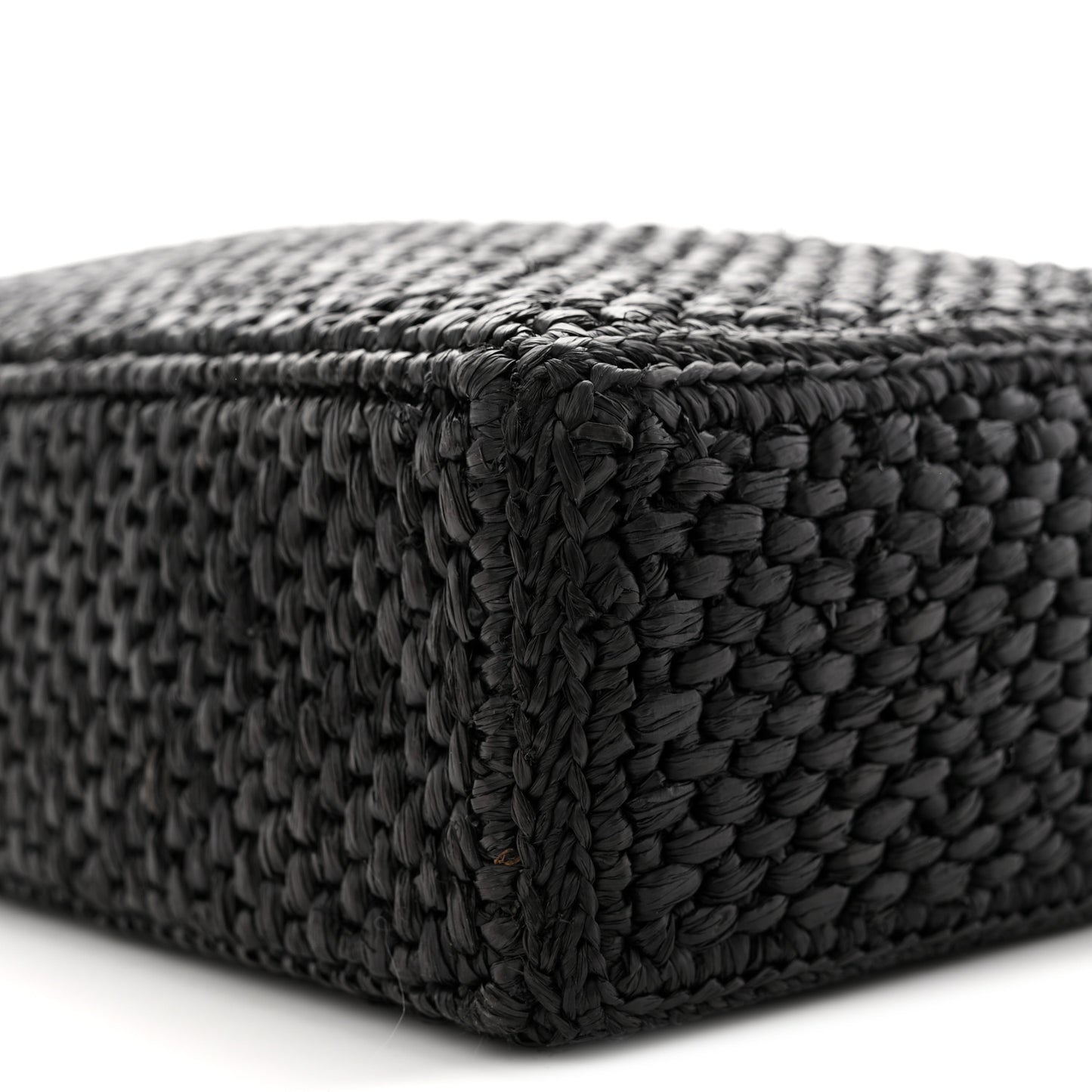 Raffia Calfskin Standard A4 Tote Bag Black