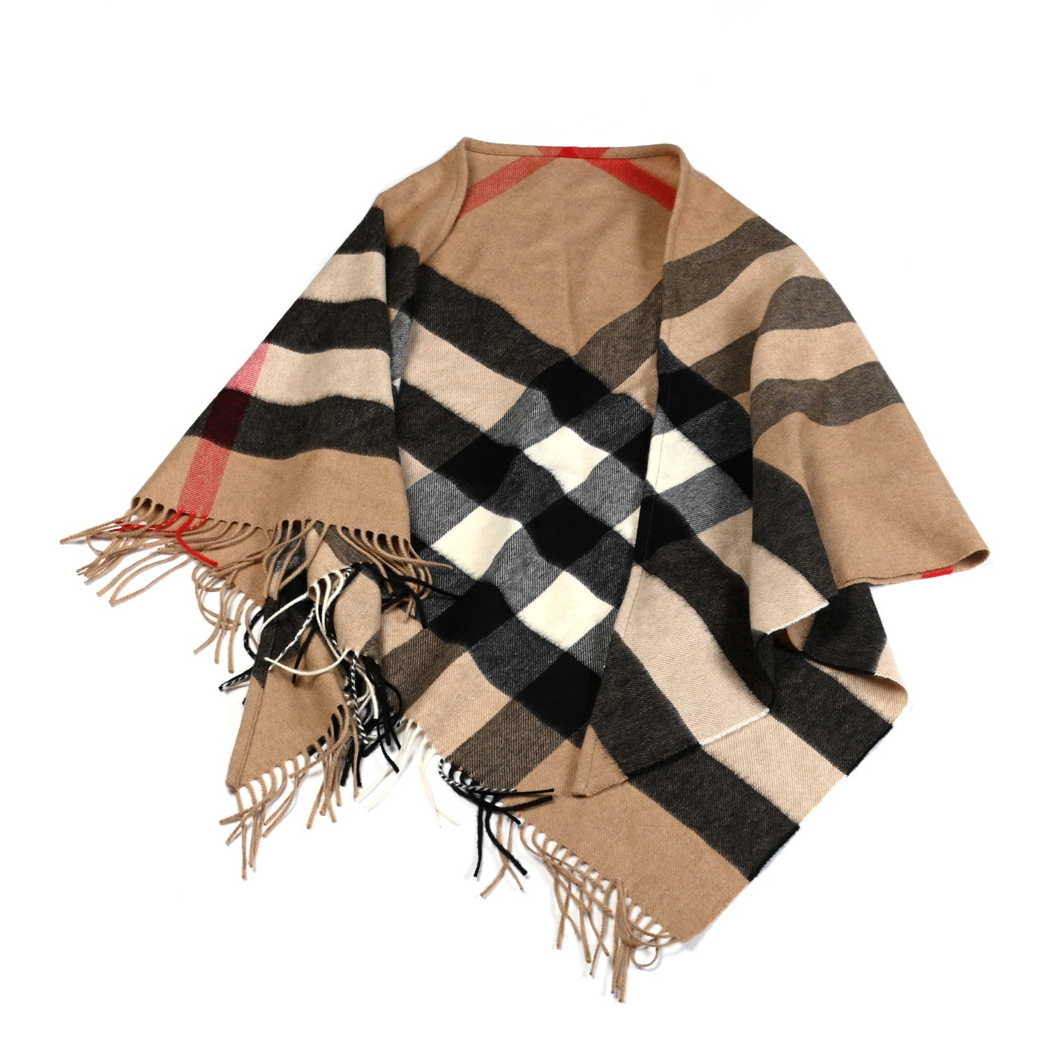 Burberry Cashmere Half Mega Check Bandana Scarf Camel 3 of 3