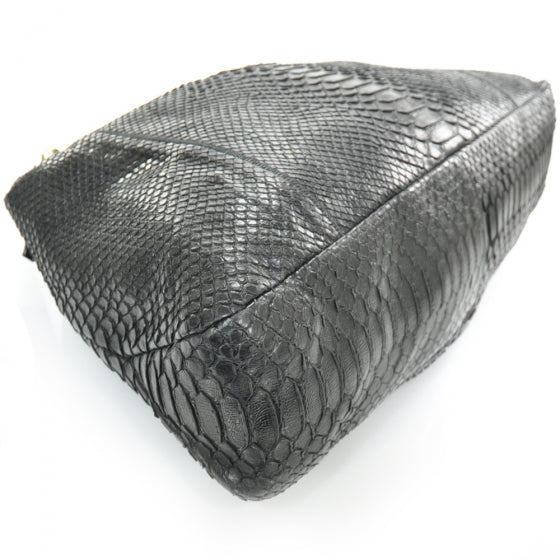 Python Large Horsebit Chain Hobo Black