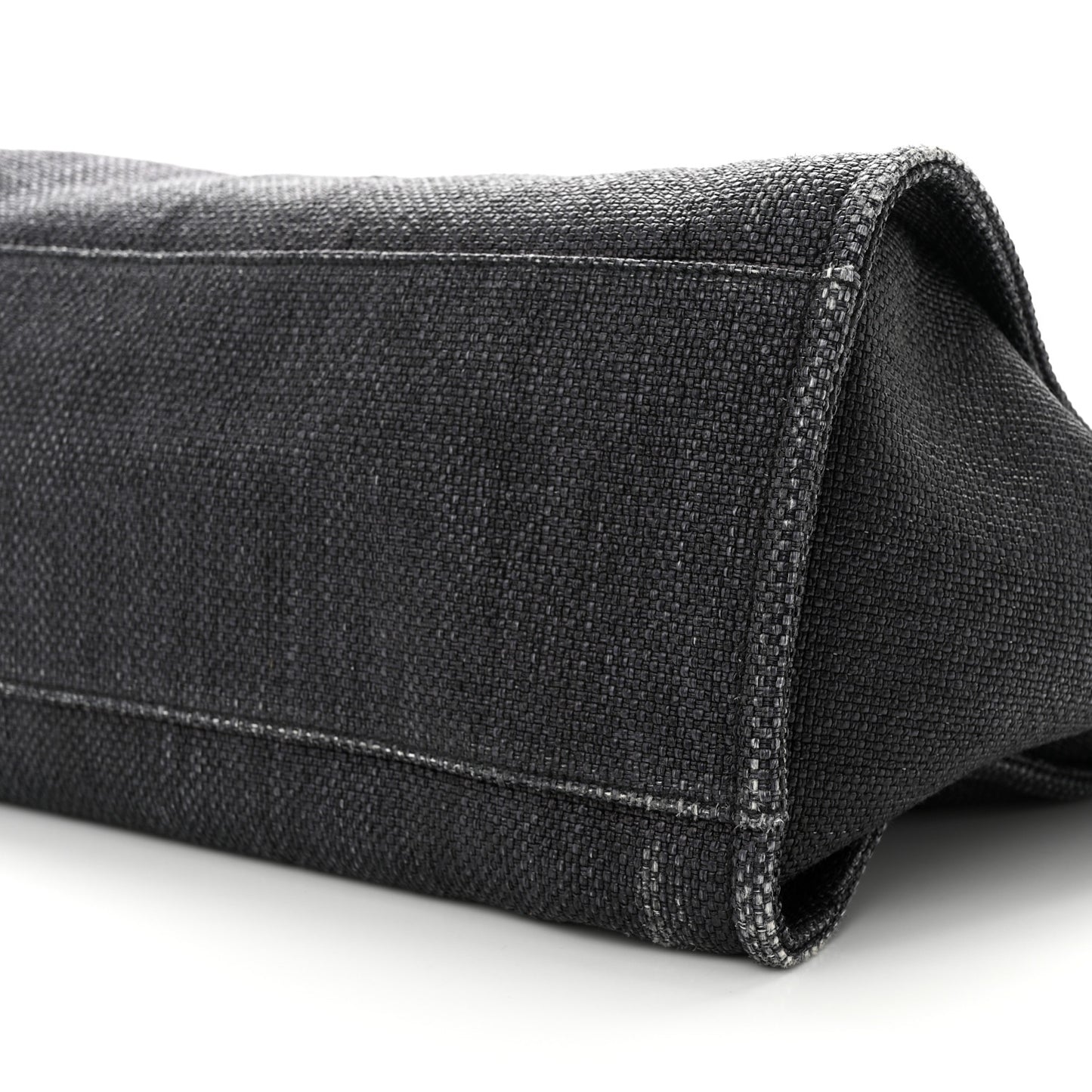 Woven Straw Raffia Medium Deauville Tote Black