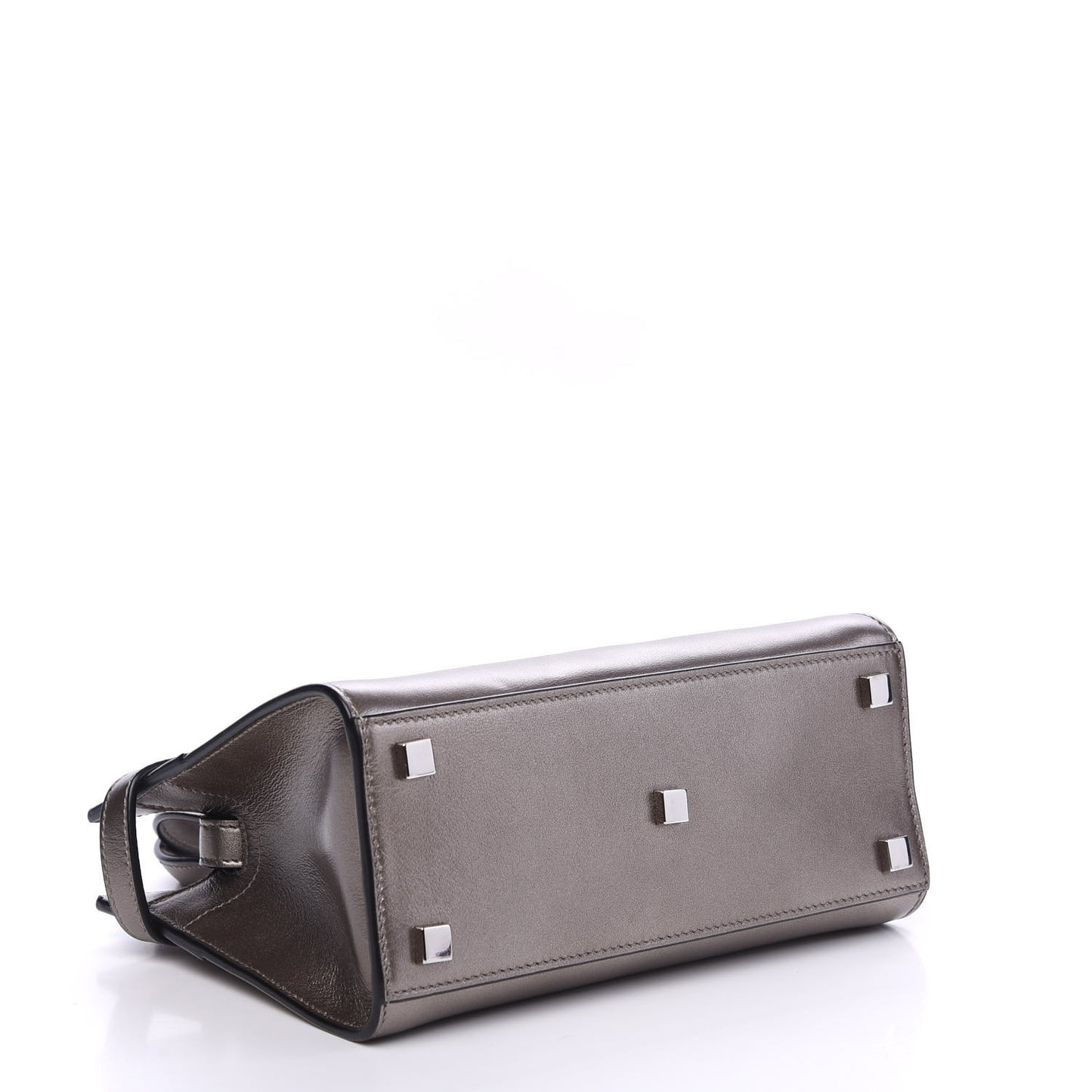 Metallic Smooth Calfskin Manhattan Nano Shopper Tote Silver