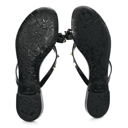Valentino Garavani PVC Jelly Rockstud Bow Thong Sandals 39 Black 6 of 8