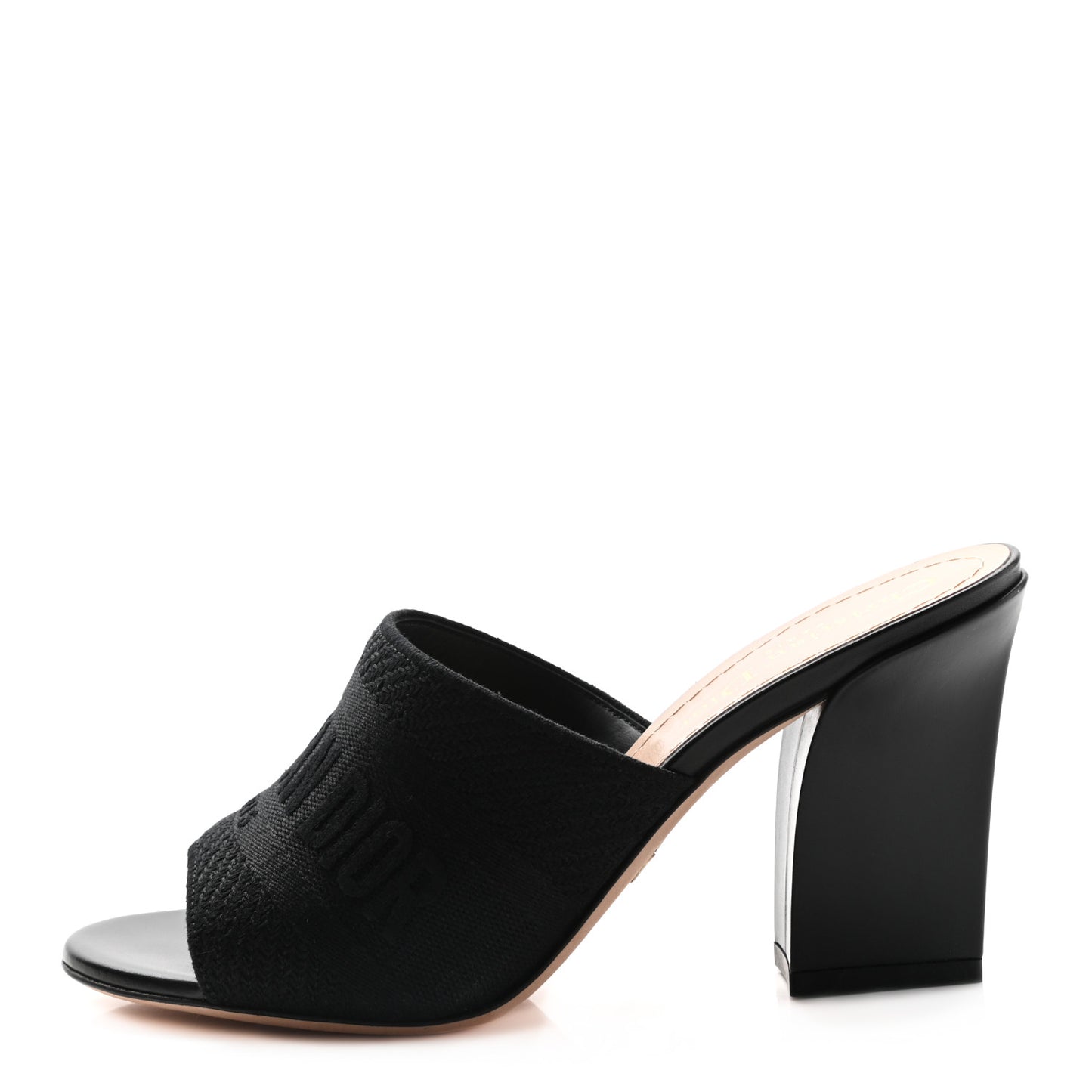 Cotton Embroidered Dway 85mm Slide Sandals 36.5 Black