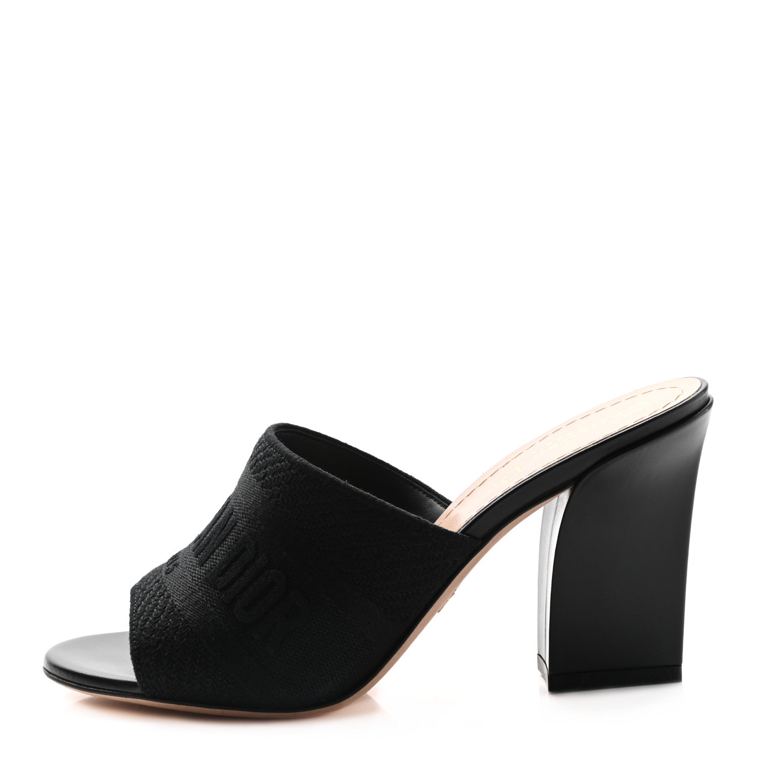 Christian Dior Cotton Embroidered Dway 85mm Slide Sandals 36.5 Black 1 of 7