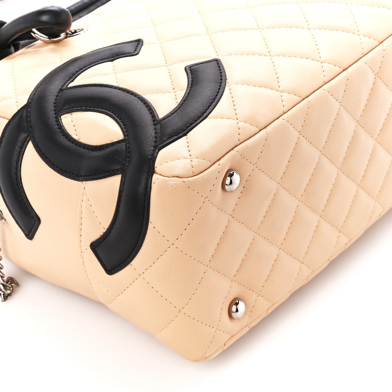 Chanel Calfskin Quilted Large Cambon Bowler Beige Black 9 of 10