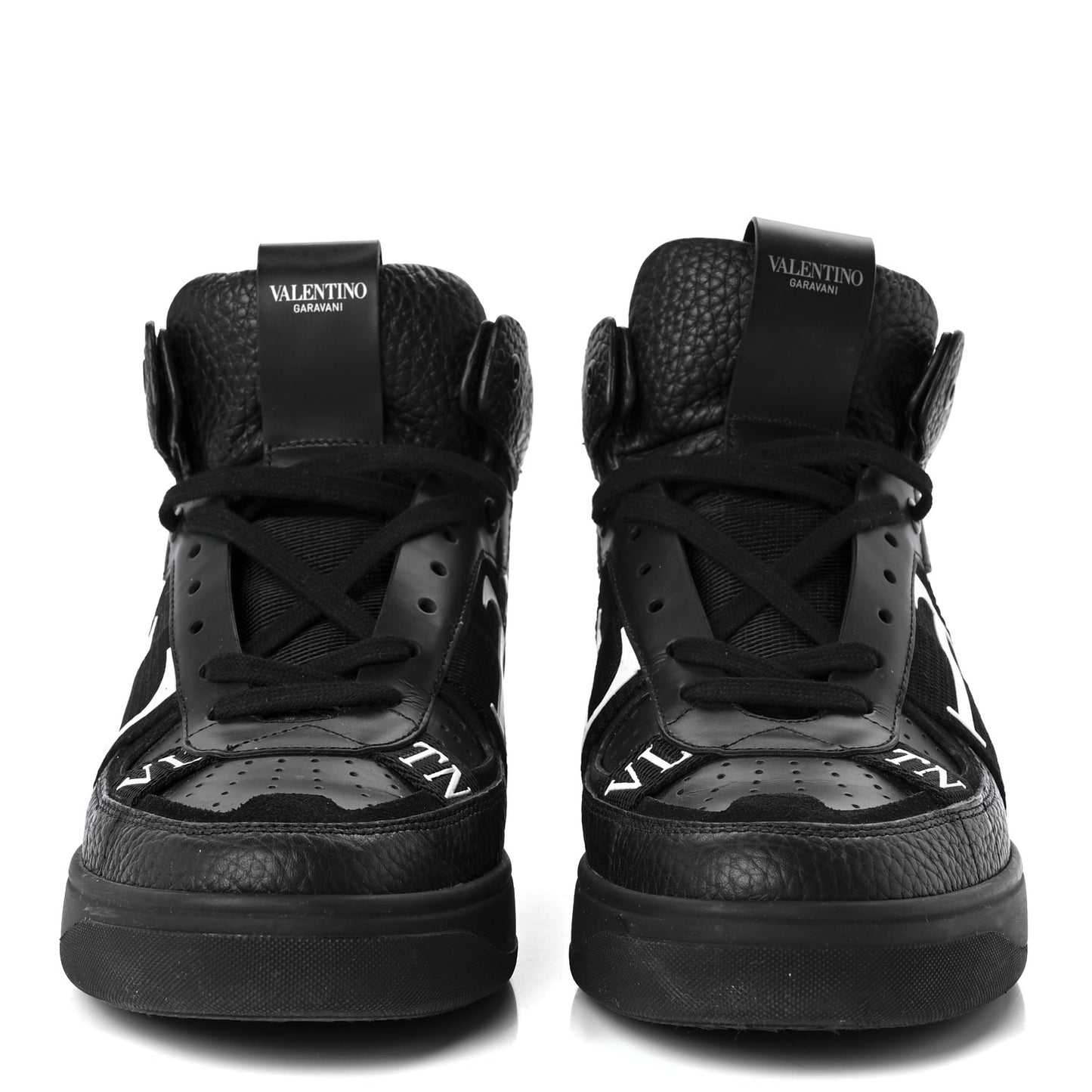 Grained Calfskin Mens VL7N Mid-Top Sneakers 40.5 Black White