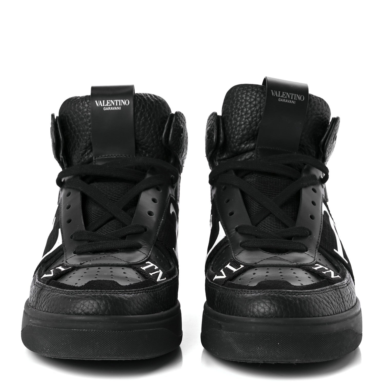 Valentino Garavani Grained Calfskin Mens VL7N Mid-Top Sneakers 40.5 Black White 2 of 8