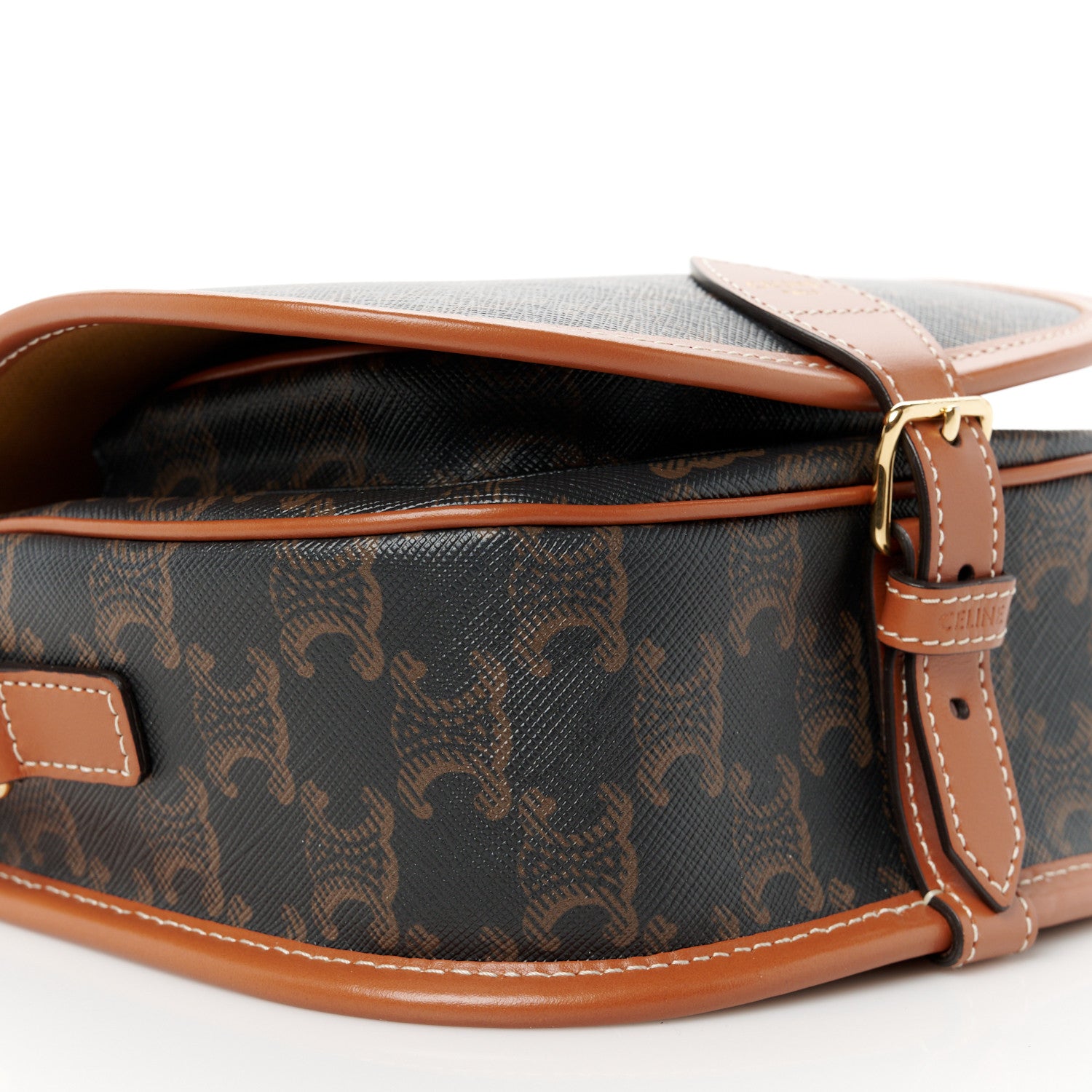 Celine Triomphe Canvas Medium Folco Bag Tan 10 of 12