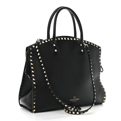 Valentino Garavani Vitello Rockstud Dome Shopper Black 3 of 11