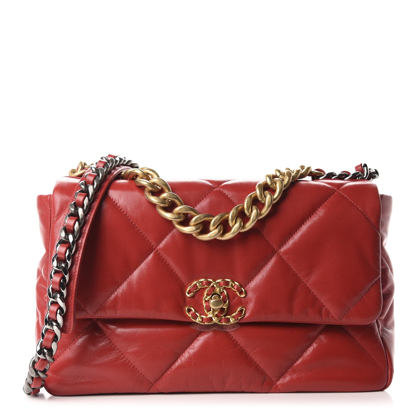 Goatskin Quilted Large 19 Flap Red