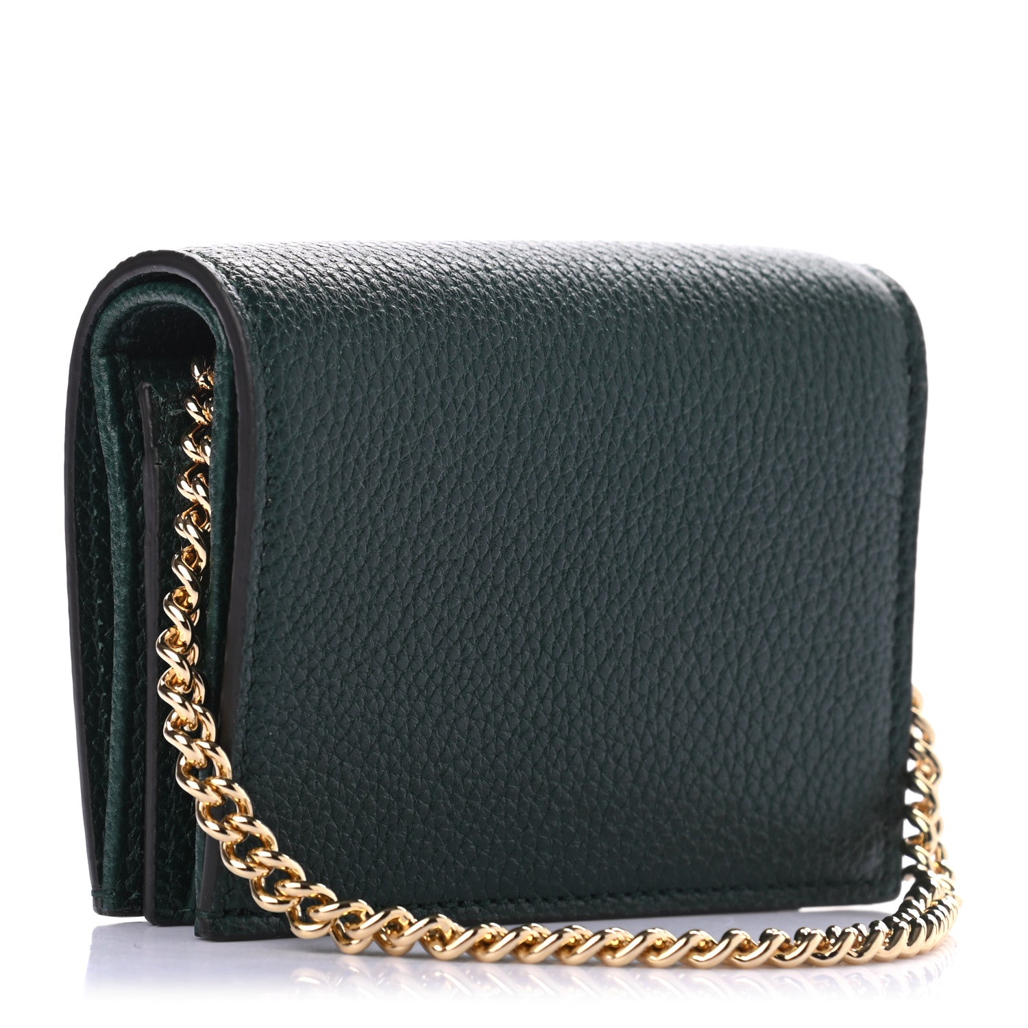 Gucci Grainy Calfskin Zumi Chain Card Case Wallet Vintage Green 3 of 7