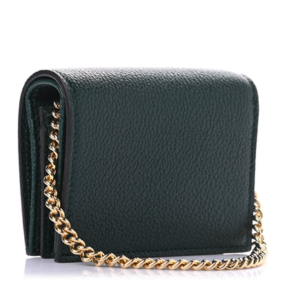 Gucci Grainy Calfskin Zumi Chain Card Case Wallet Vintage Green 3 of 7