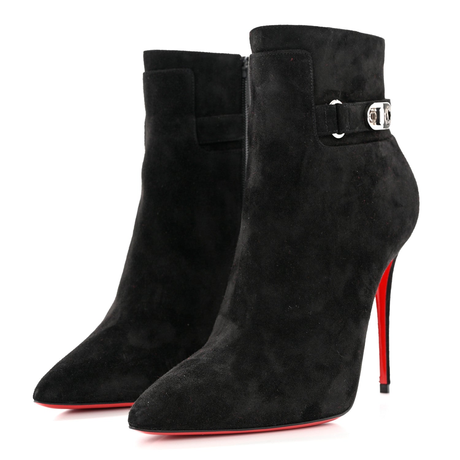 Christian Louboutin Suede Calfskin Lock So Kate Booty 100 Ankle Booties 37 Black 3 of 7
