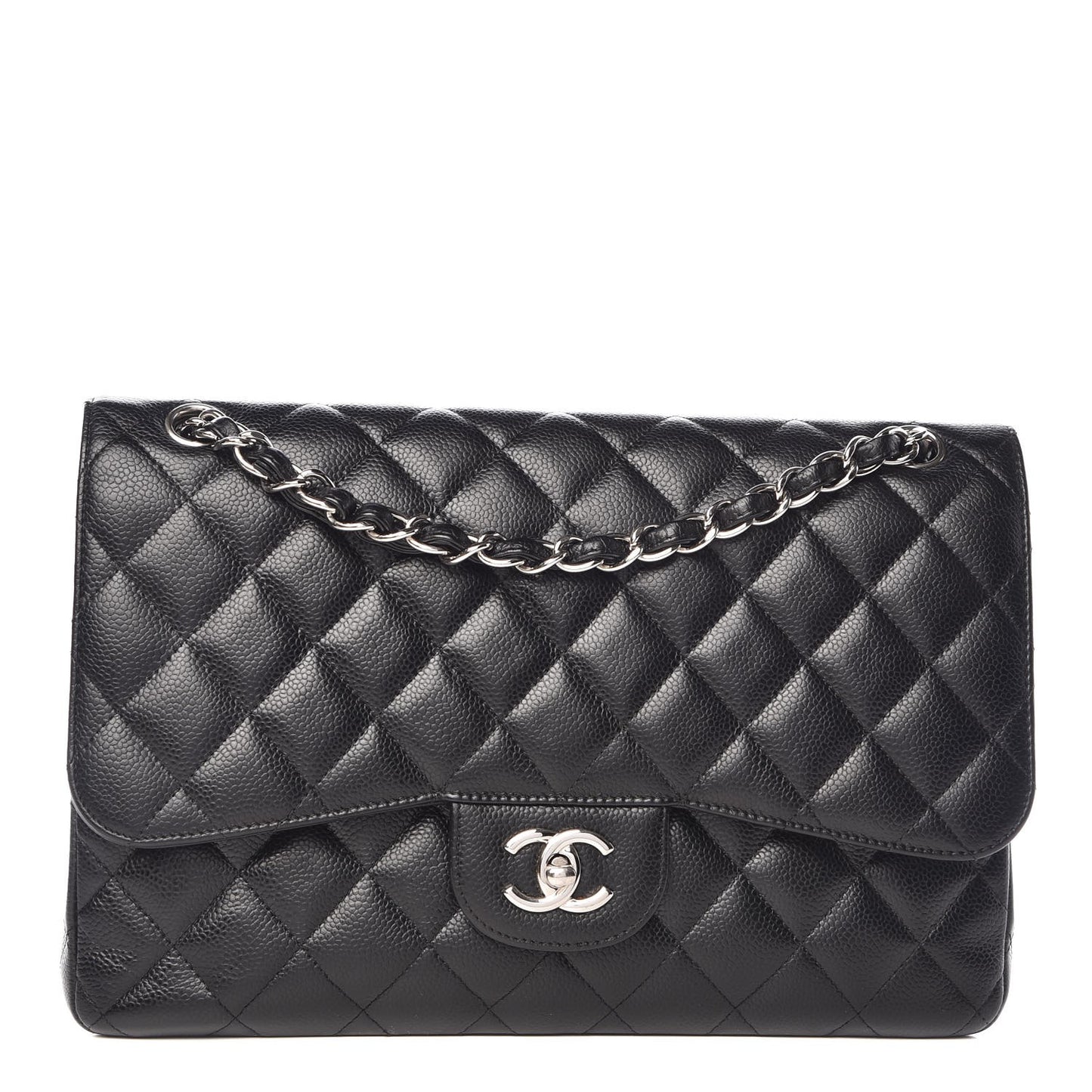 Caviar Quilted Jumbo Double Flap Black